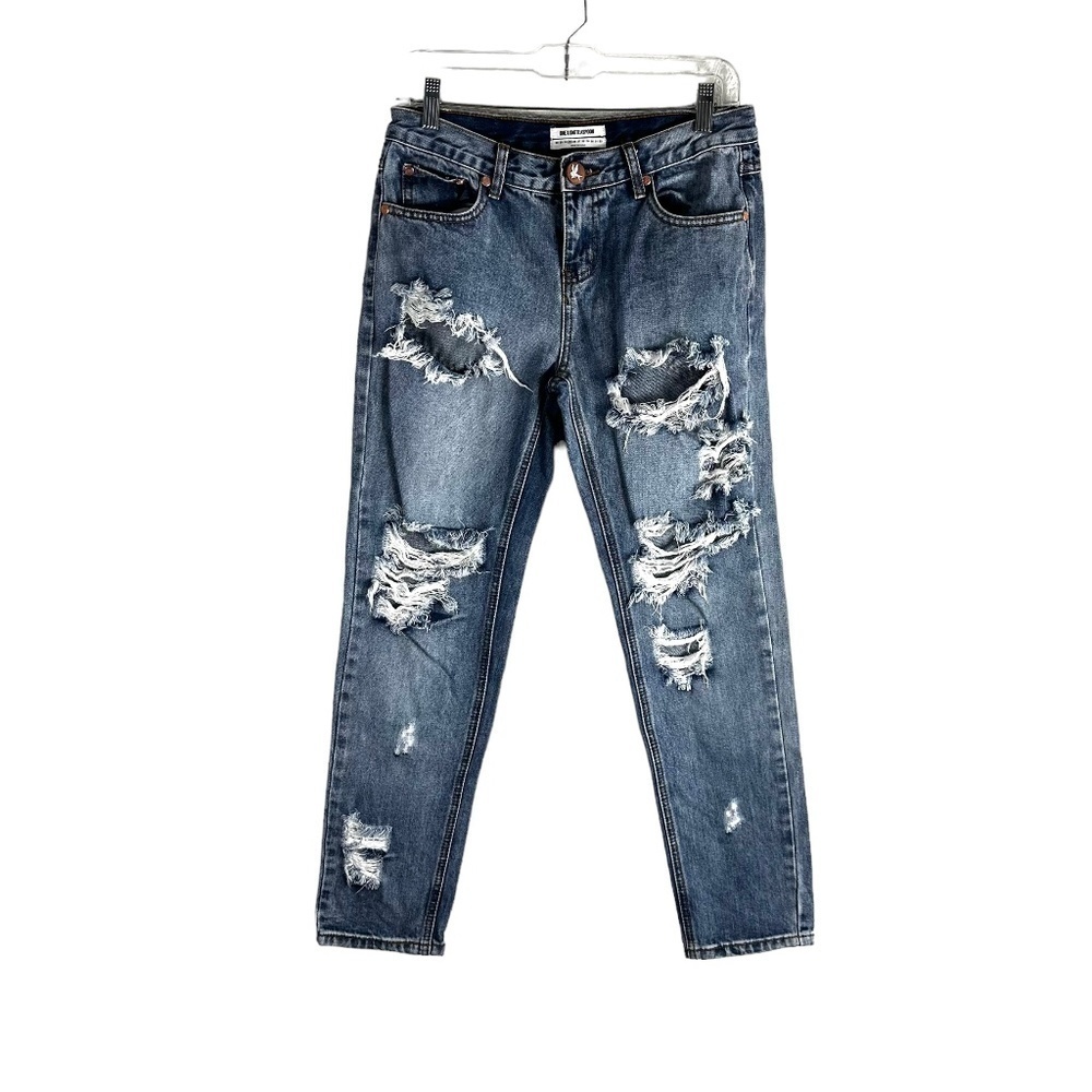 One by One Teaspoon Distressed Destroyed Relaxed Awesome Baggies Jeans SZ 25